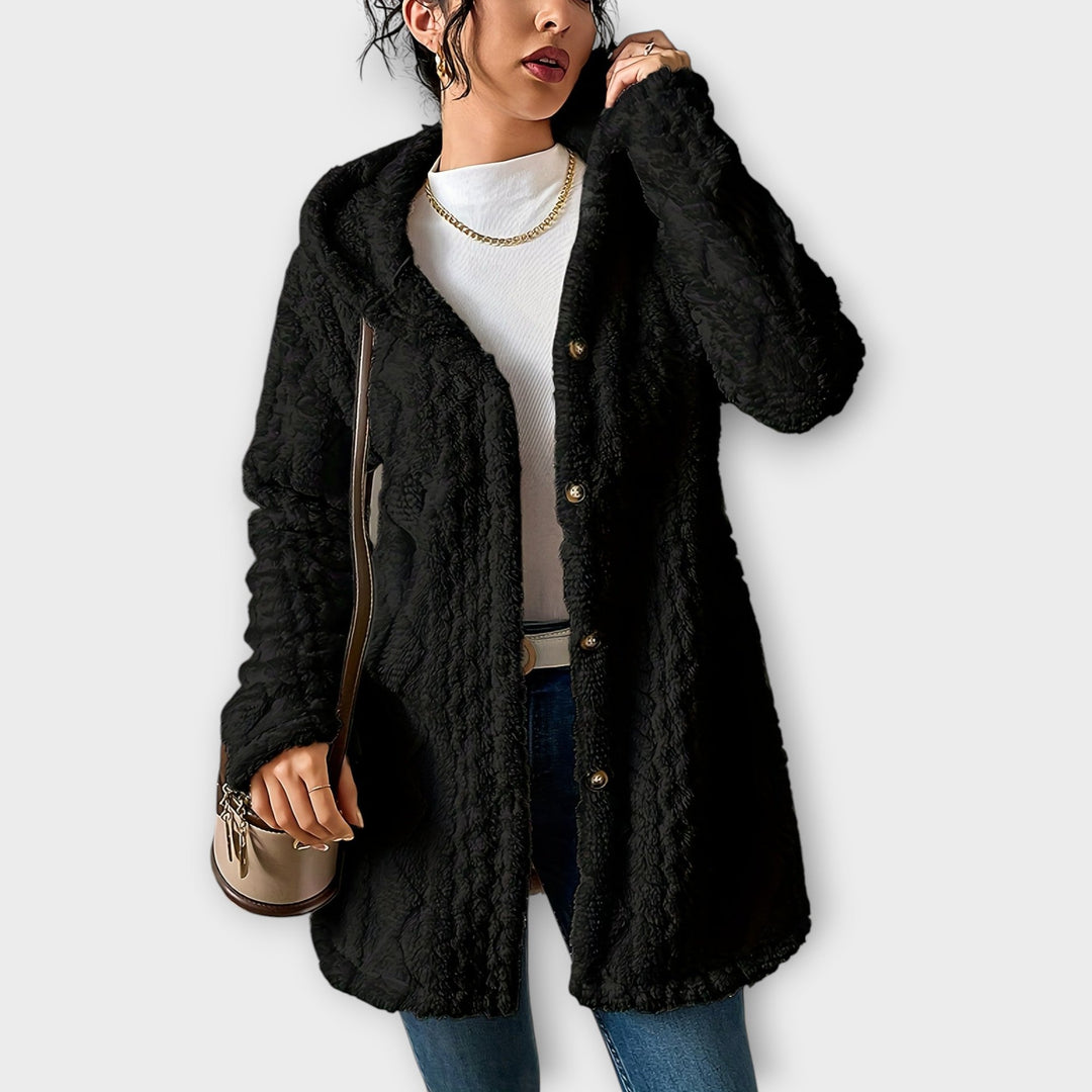 Warm and Textured Hooded Winter Coat