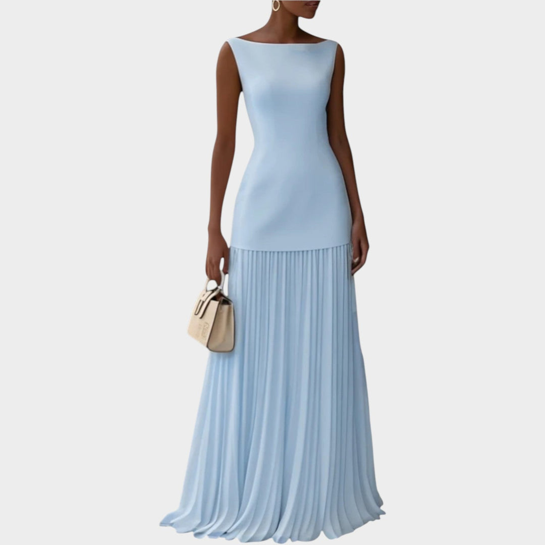 Elegant Pleated Maxi Evening Dress