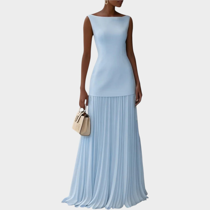 Elegant Pleated Maxi Evening Dress