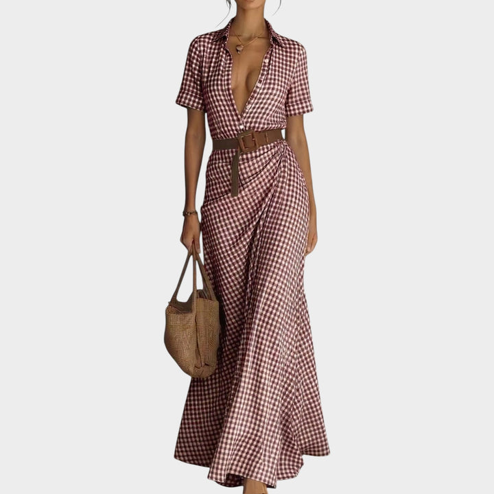 Plaid Wrap Maxi Dress