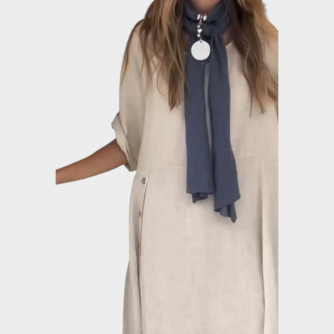 Relaxed Button‑Detail Maxi Dress