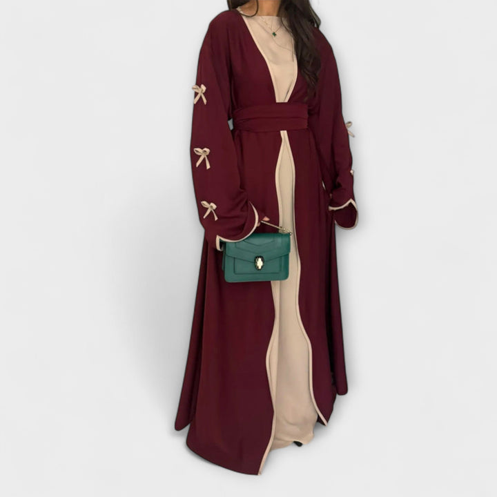 Stylish Cardigan and Dress Combined with Striped Decoration