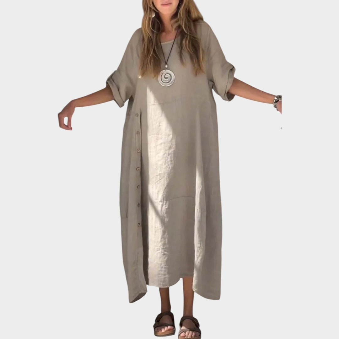 Relaxed Button‑Detail Maxi Dress