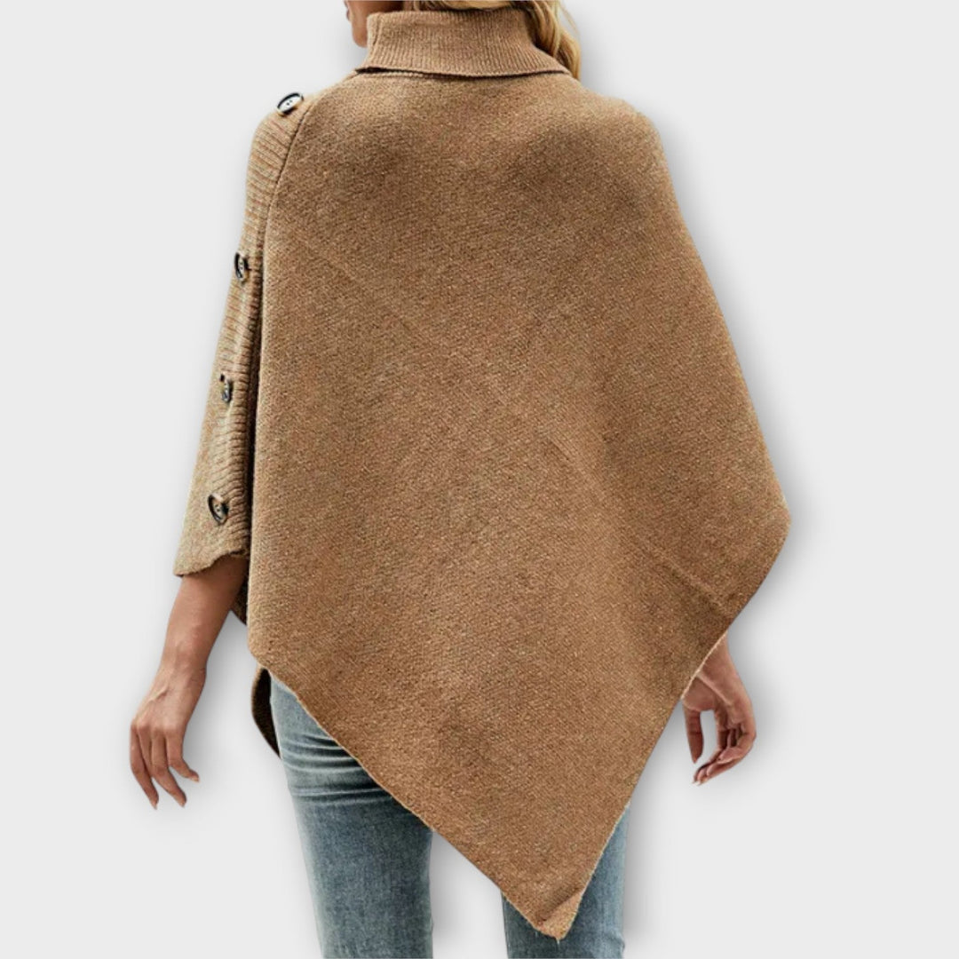 Cozy Knit Poncho with Button Accents