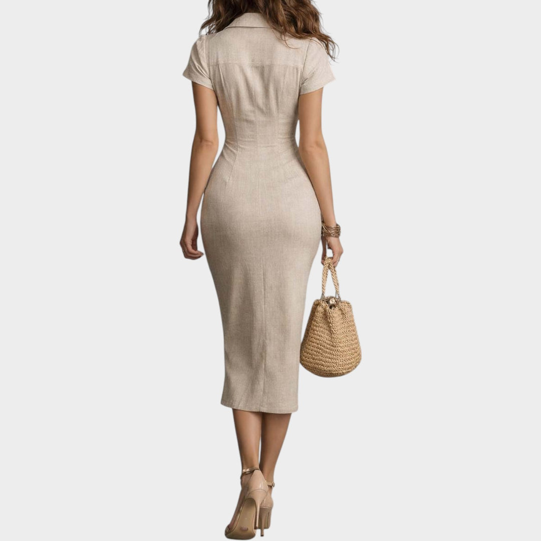 Sophisticated Ruched Midi Dress