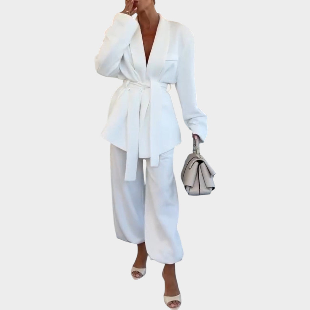 Belted Tailored Two-Piece Set