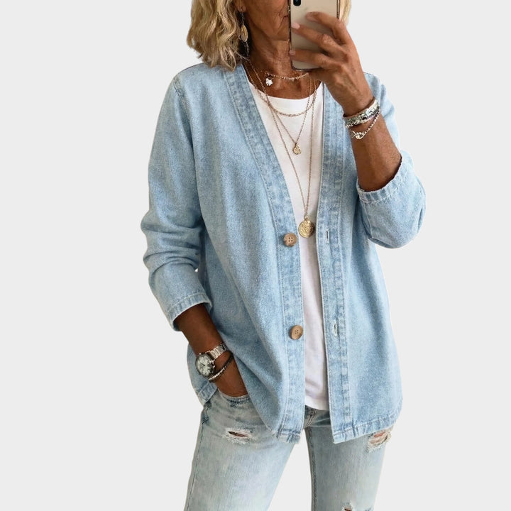 Relaxed Button Front Denim Jacket