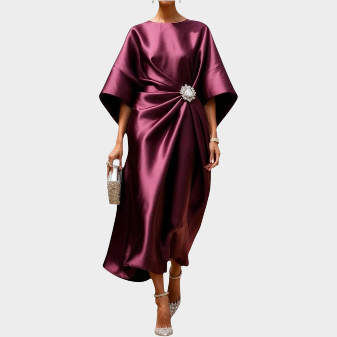 Draped Satin Statement Dress