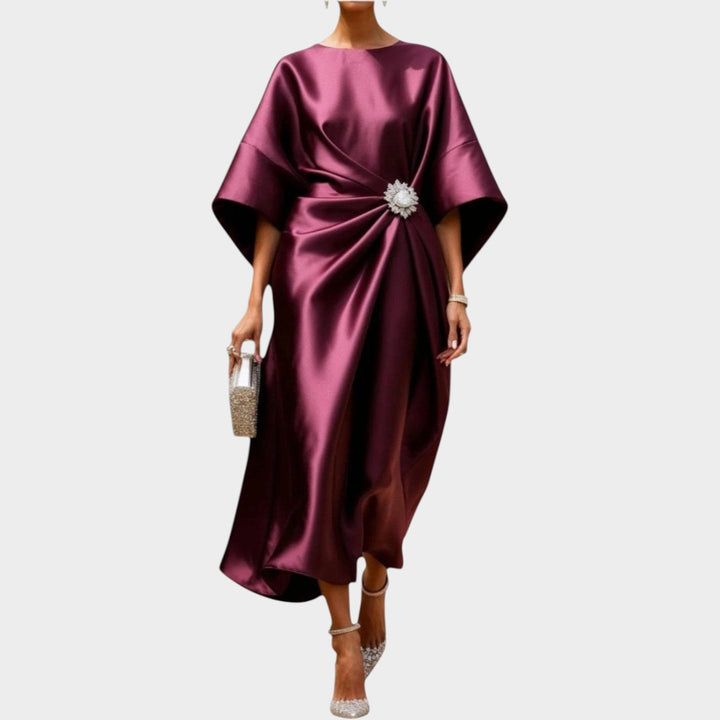 Draped Satin Statement Dress
