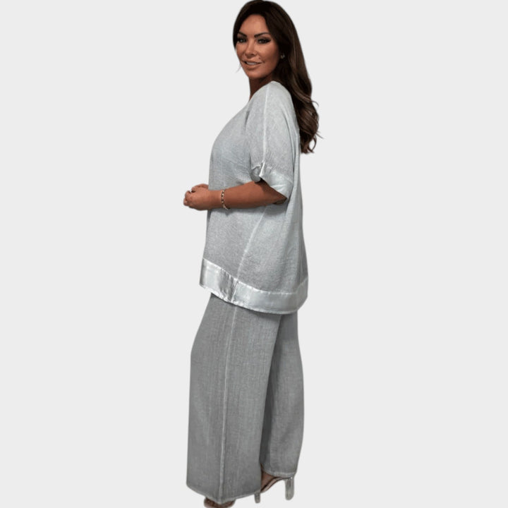 Relaxed V-Neck Two-Piece Set