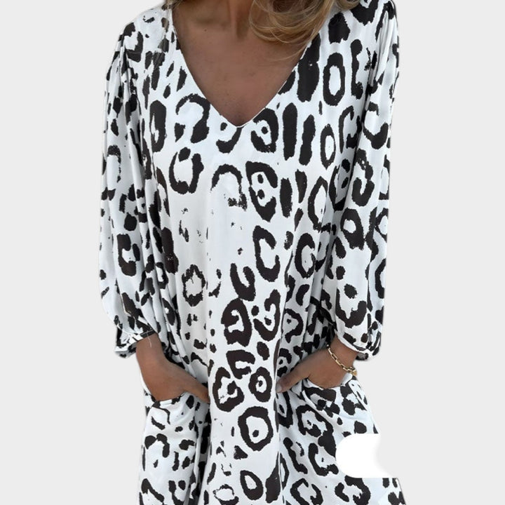 Animal Print V-Neck Maxi Dress