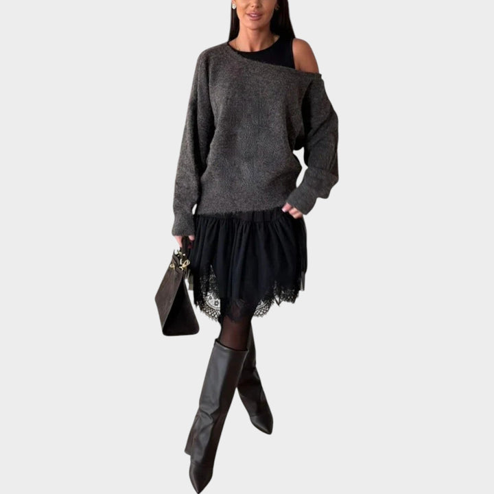 Relaxed Fit Off-Shoulder Oversized Sweater