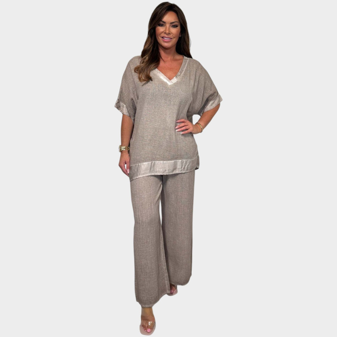 Relaxed V-Neck Two-Piece Set