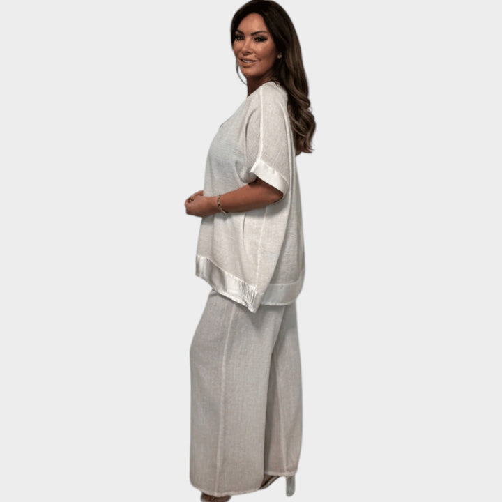 Relaxed V-Neck Two-Piece Set