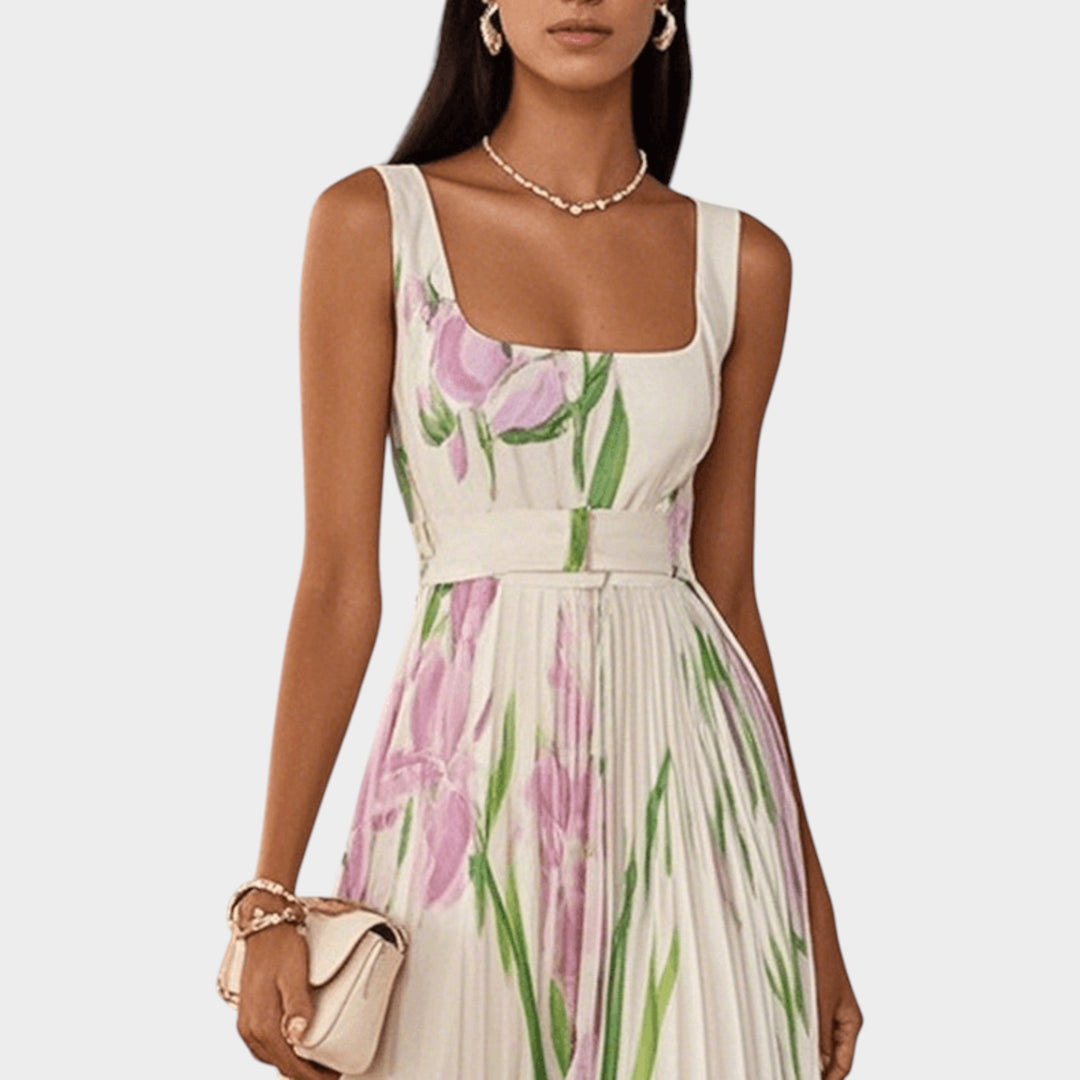 Floral Pleated Maxi Dress