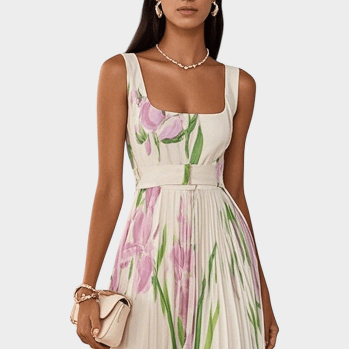 Floral Pleated Maxi Dress