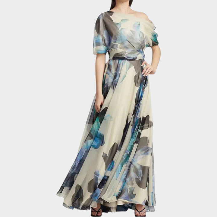 Elegant One-Shoulder Flowing Maxi Dress