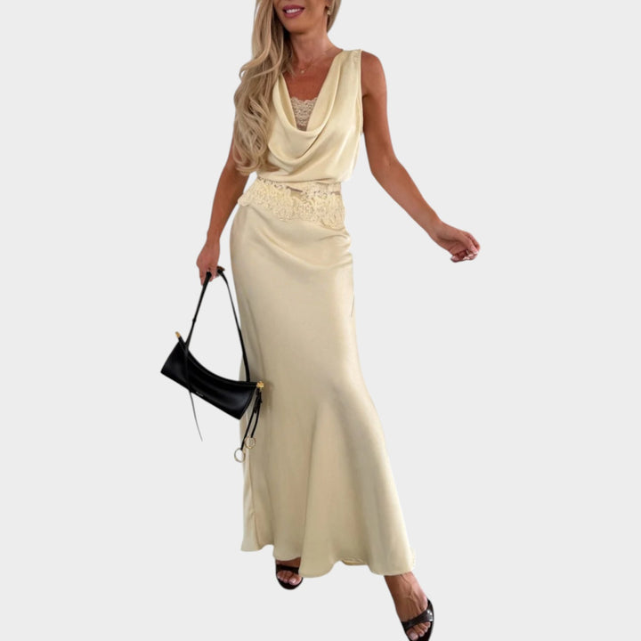 Elegant Lace Detail Satin Jumpsuit
