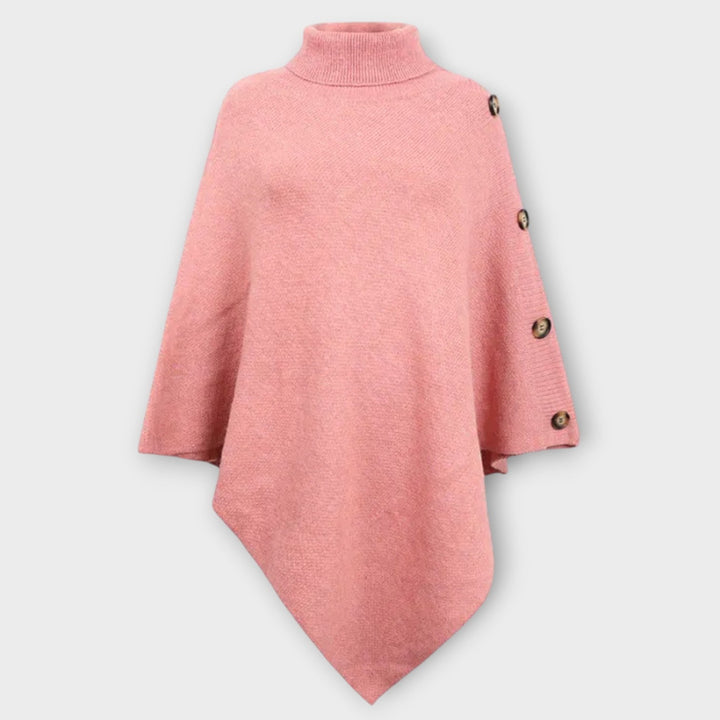 Cozy Knit Poncho with Button Accents