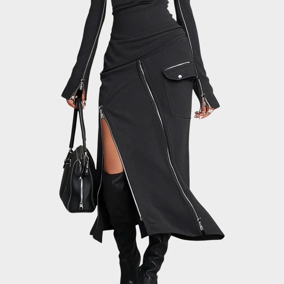 Modern Zip Detail Two-Piece Set