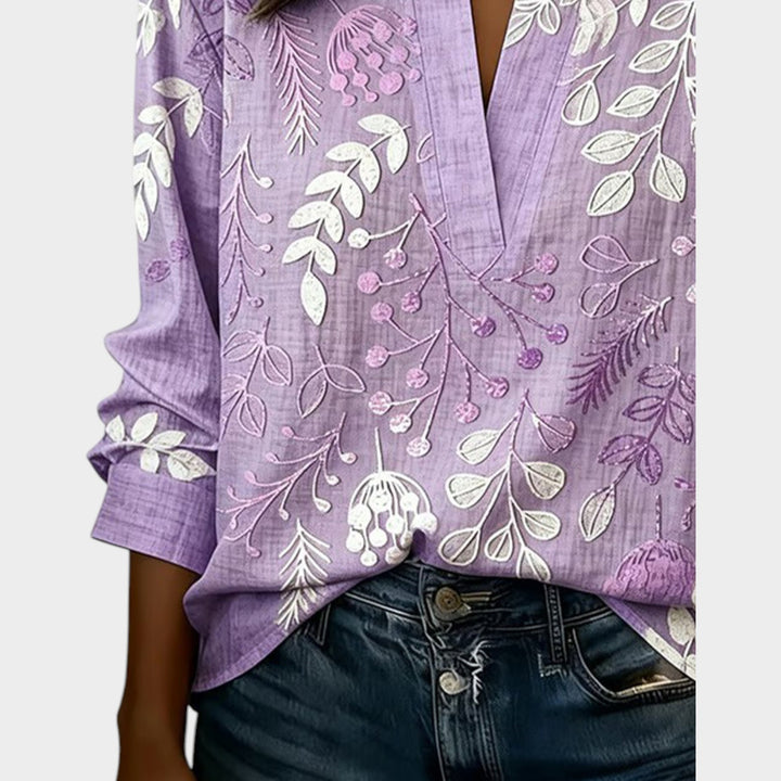 Botanical Print Relaxed Blouse