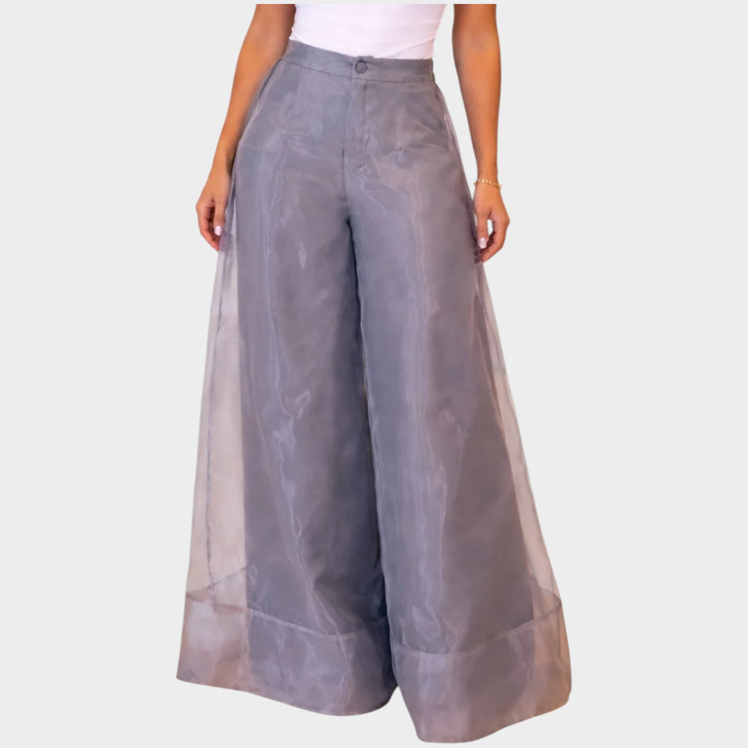 Statement Sheer-Layer Wide-Leg Pants