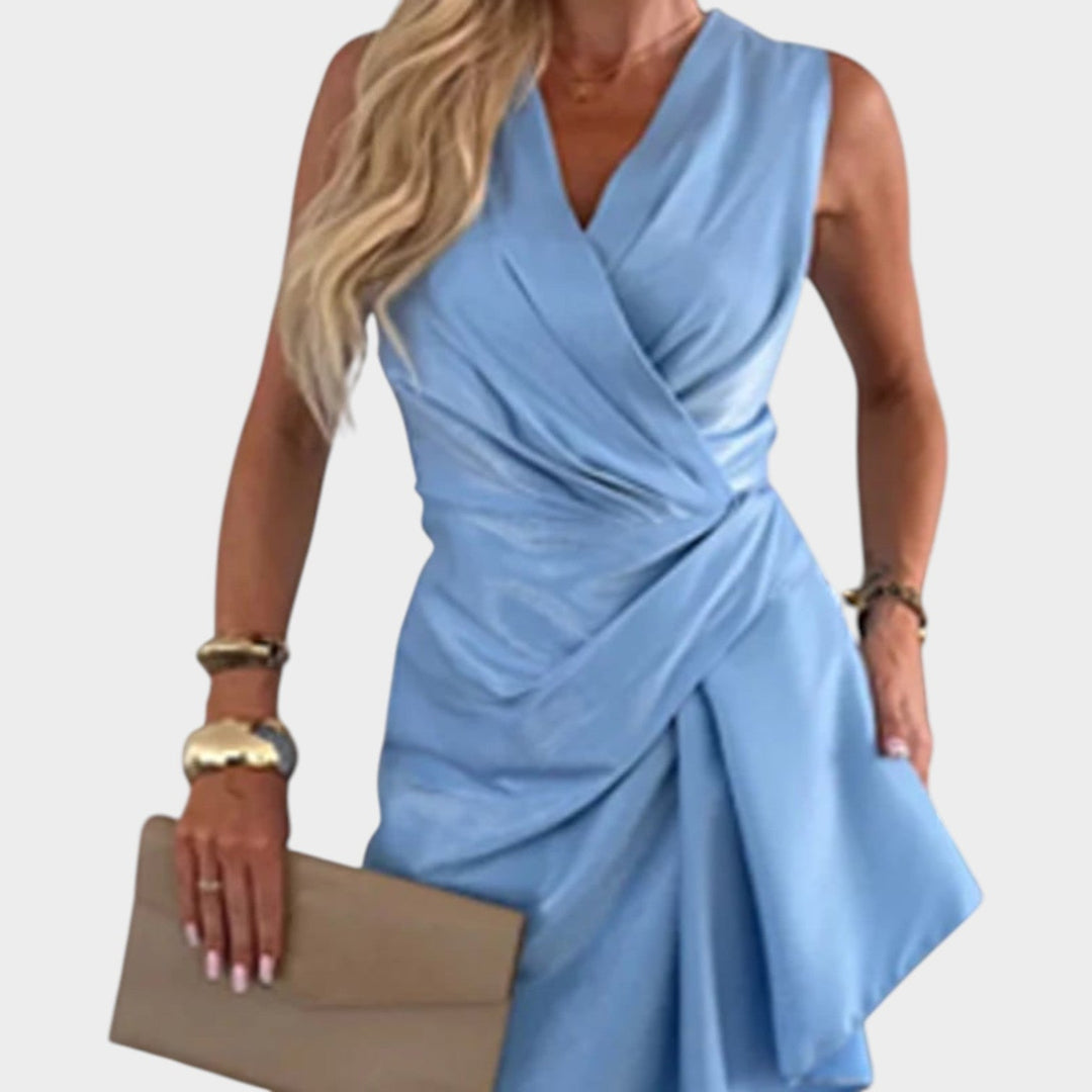 Draped Sleeveless Midi Dress