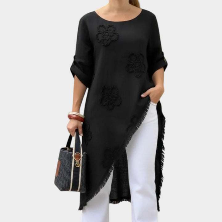 Asymmetrical Floral Tunic Top