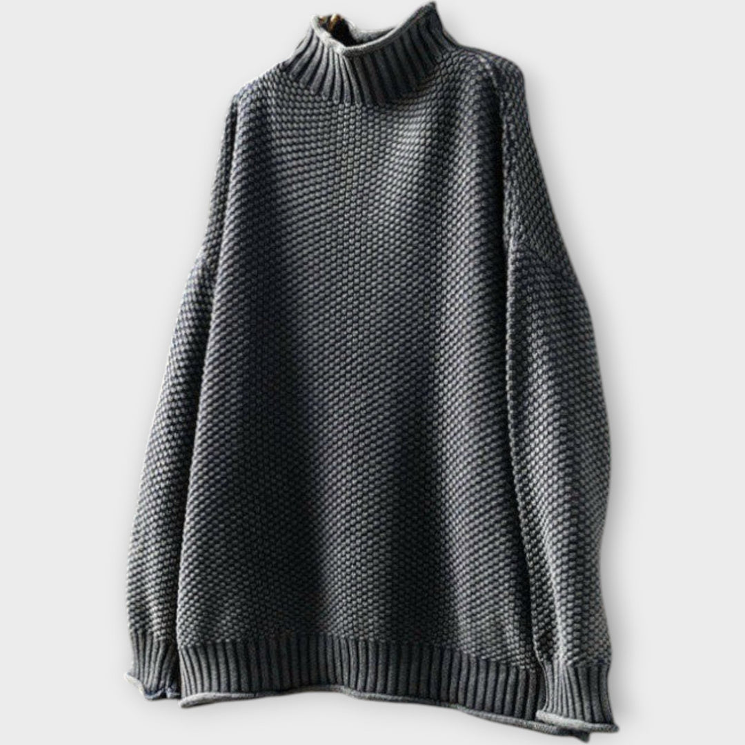 High Neck Minimalist Textured Sweater