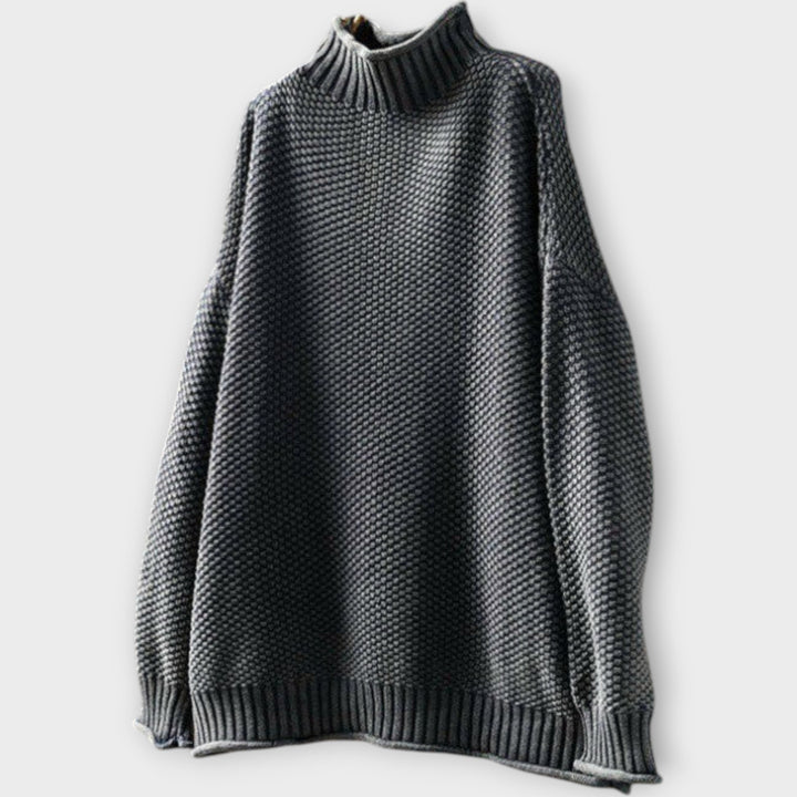 High Neck Minimalist Textured Sweater