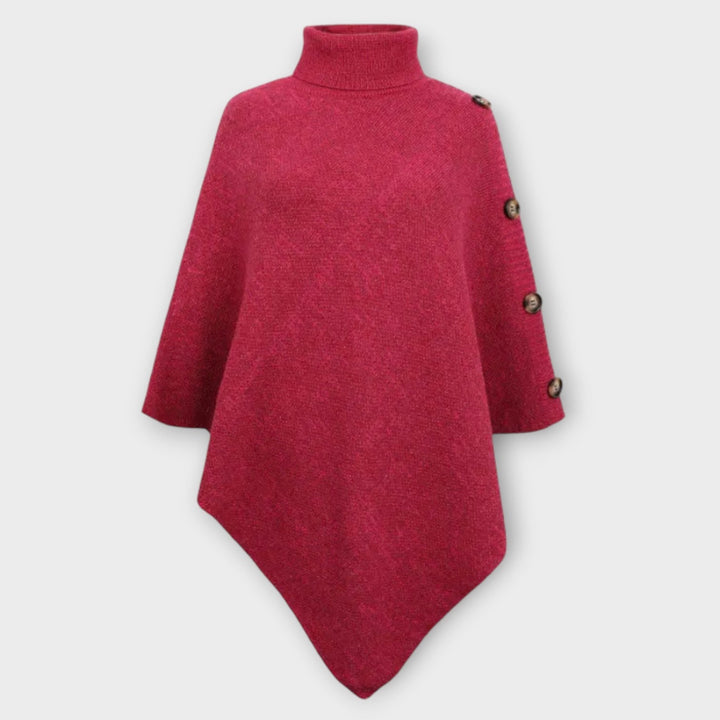 Cozy Knit Poncho with Button Accents