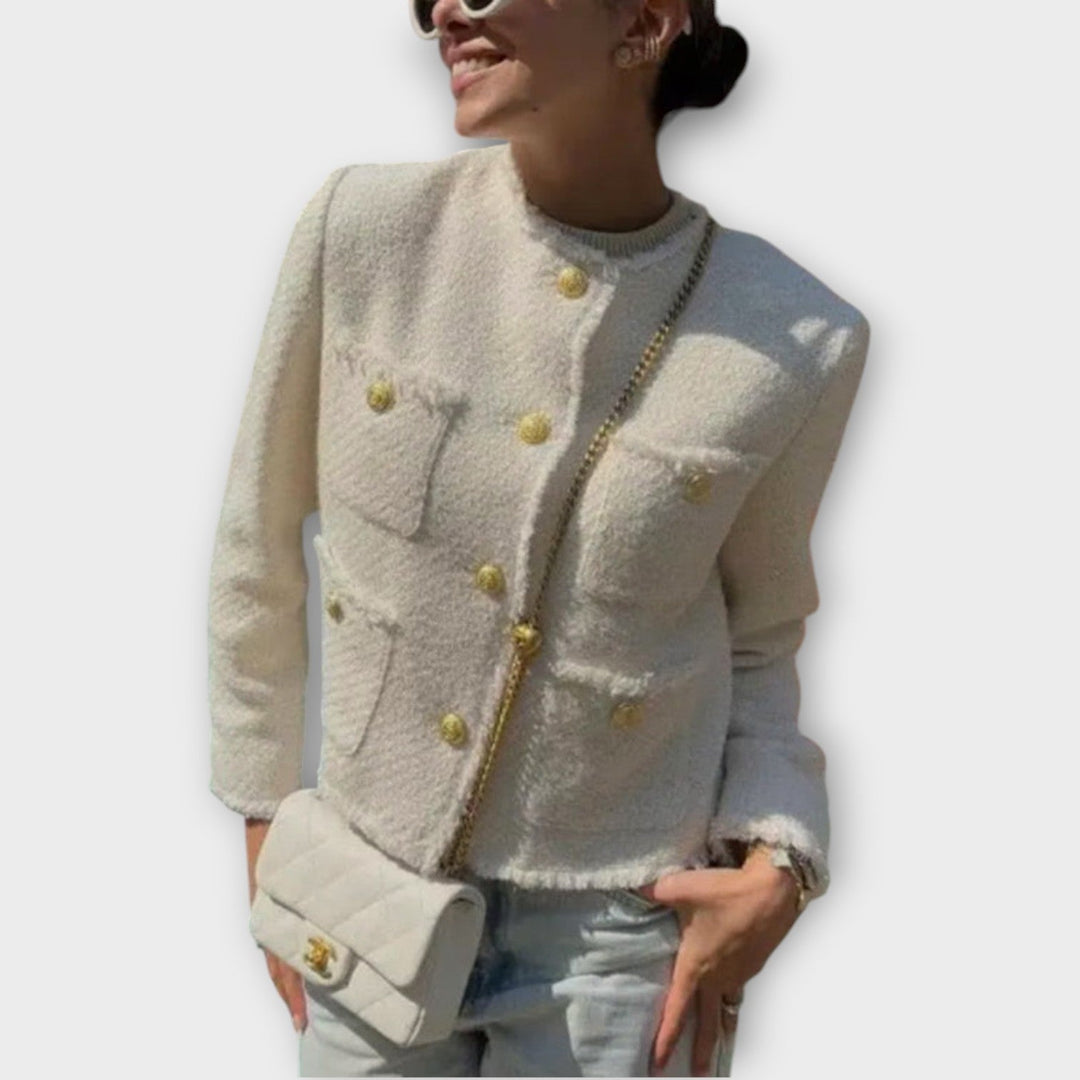 Textured Tweed Jacket with Button Front