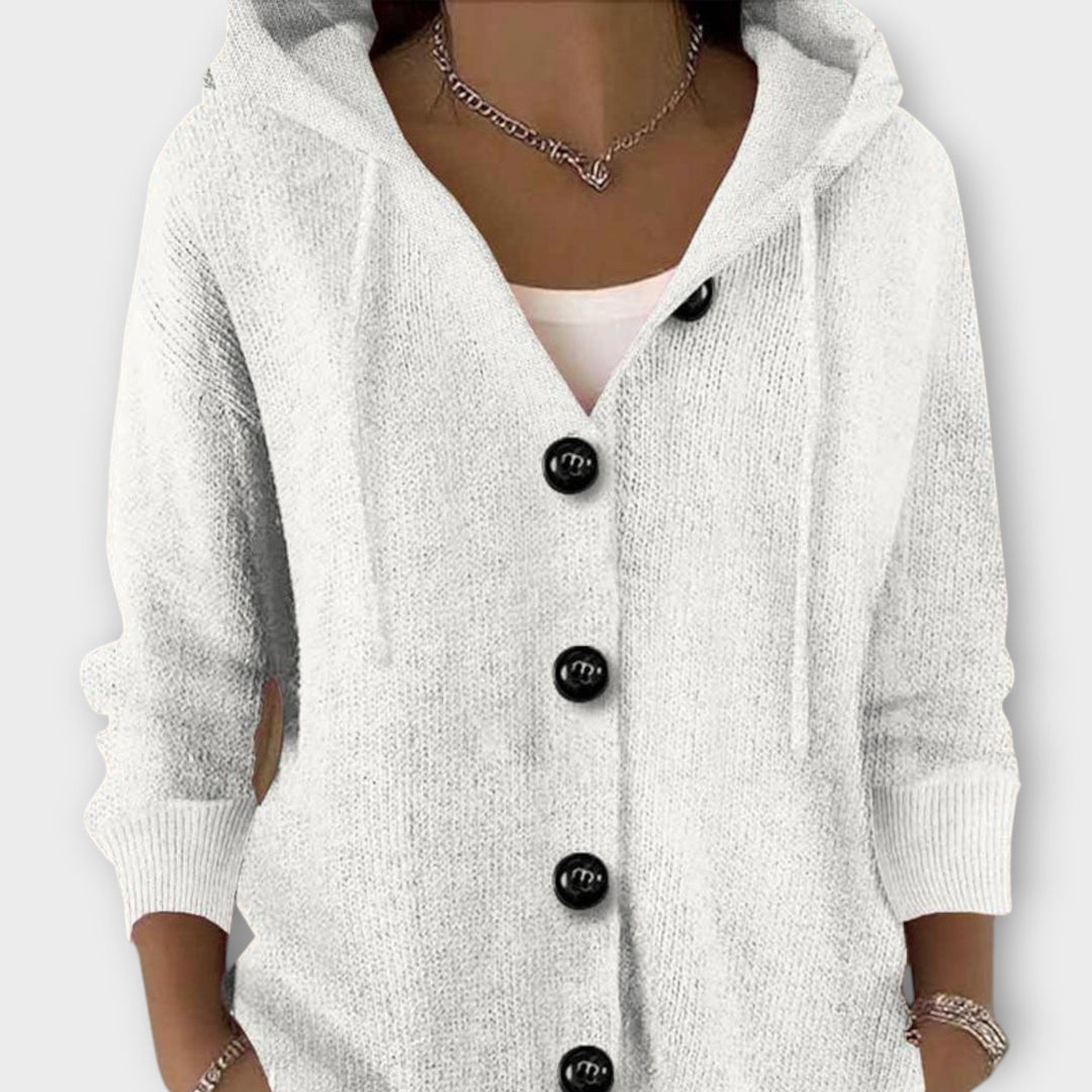 Comfortable Hooded Knit Cardigan with Button Front