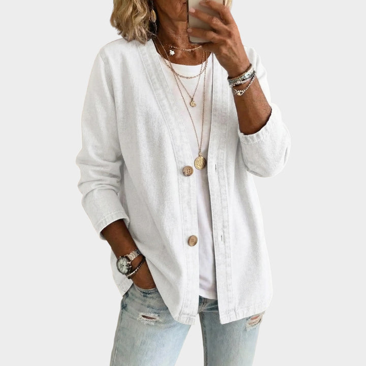 Relaxed Button Front Denim Jacket