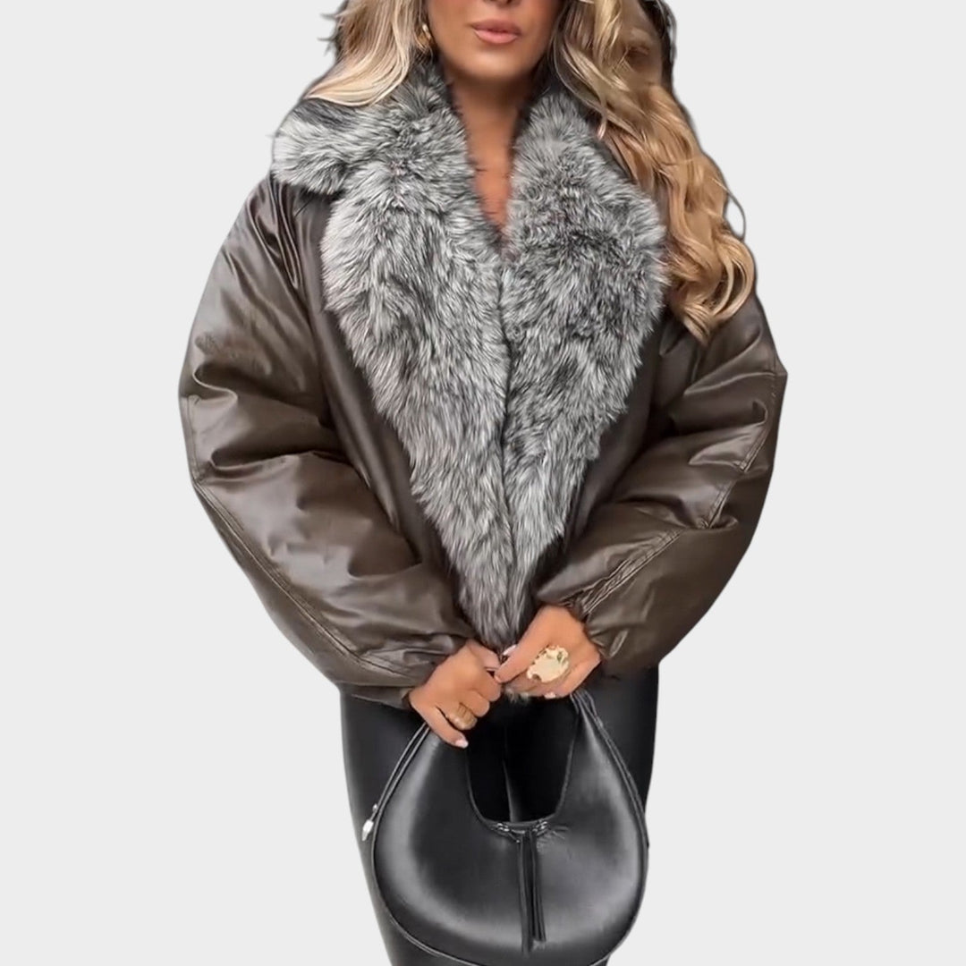 Faux Fur-Lined Aviator Jacket
