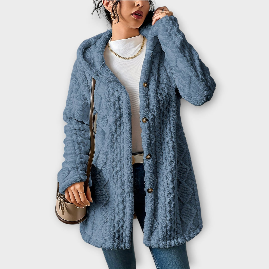 Warm and Textured Hooded Winter Coat