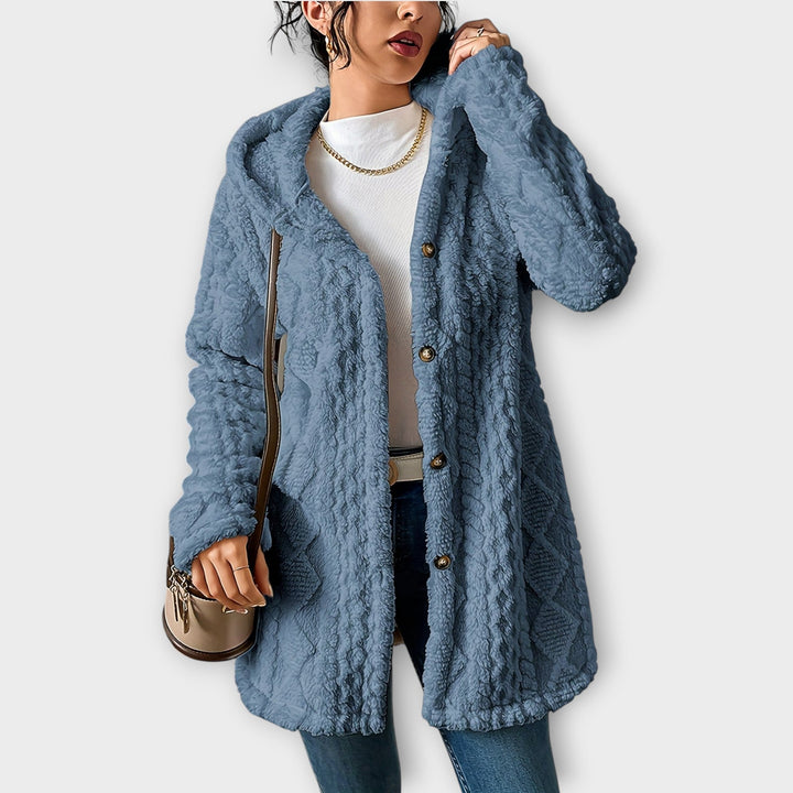 Warm and Textured Hooded Winter Coat