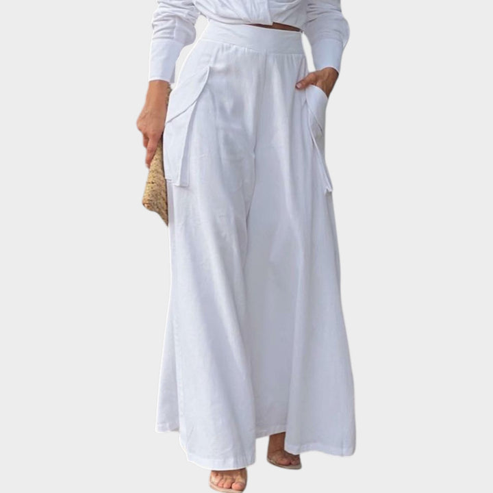 Chic Cropped Shirt & Wide-Leg Pants Set