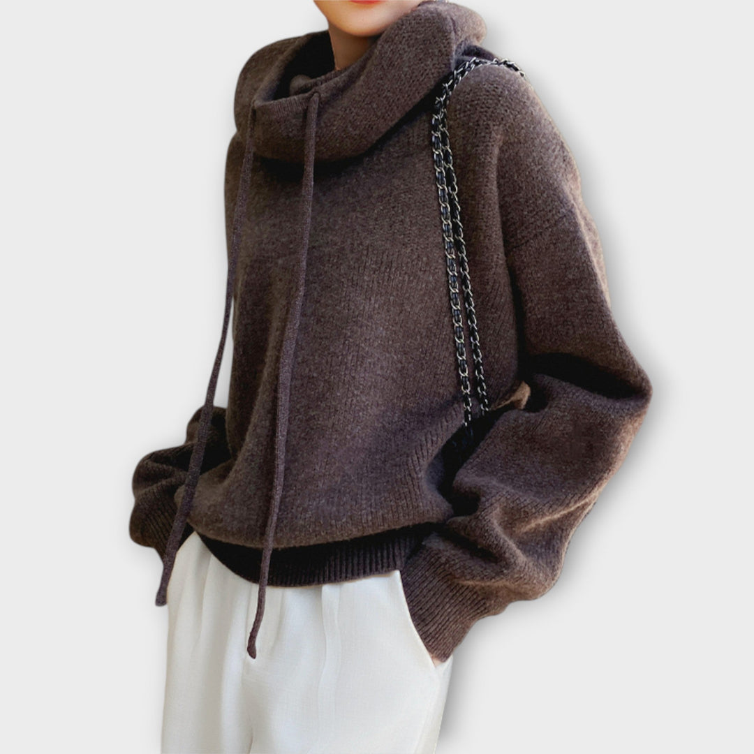 Comfortable Casual Turtleneck Sweater with Drawstring