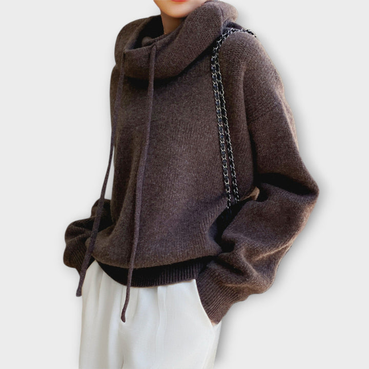 Comfortable Casual Turtleneck Sweater with Drawstring
