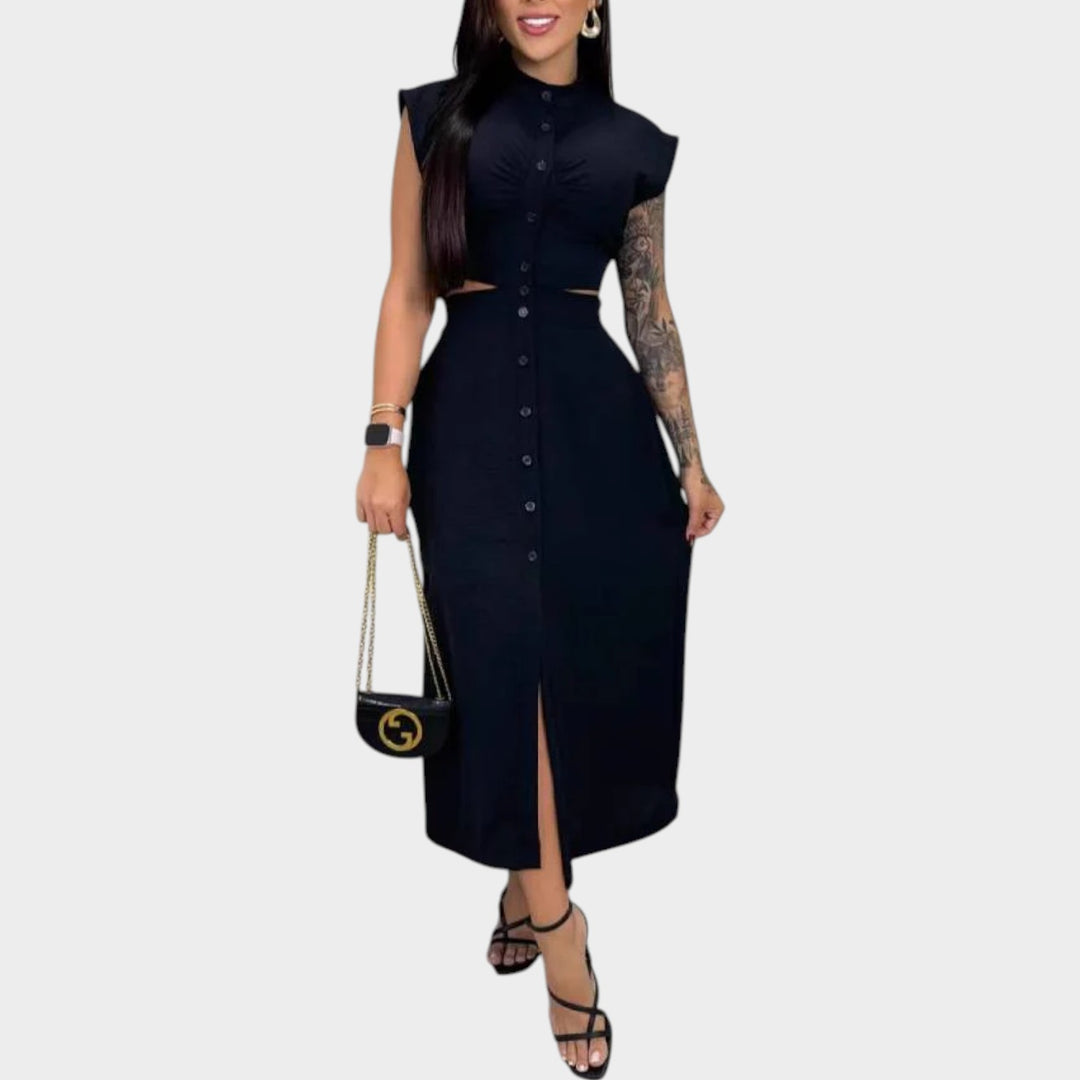 Chic Button-Down Cutout Dress