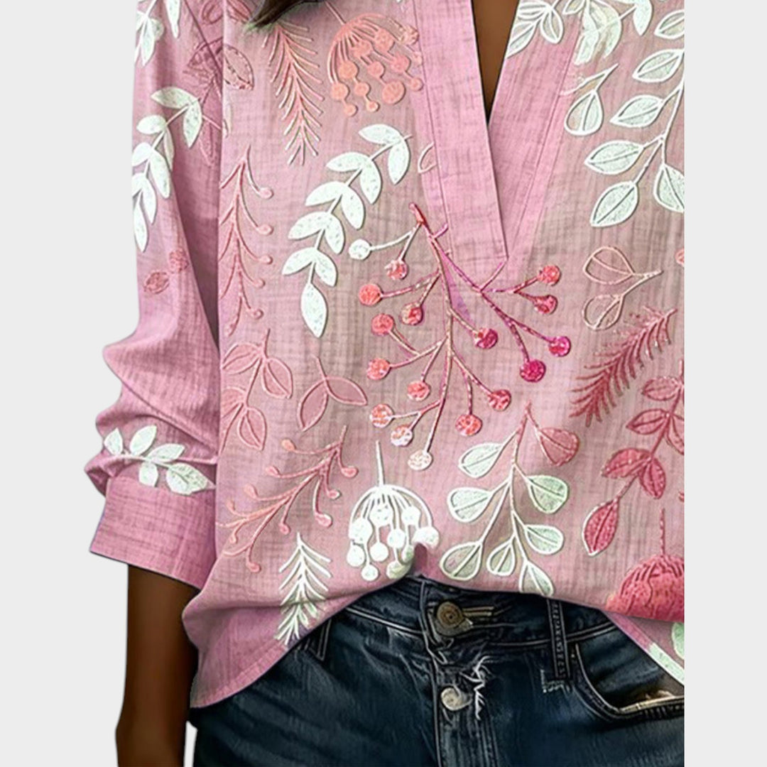 Botanical Print Relaxed Blouse