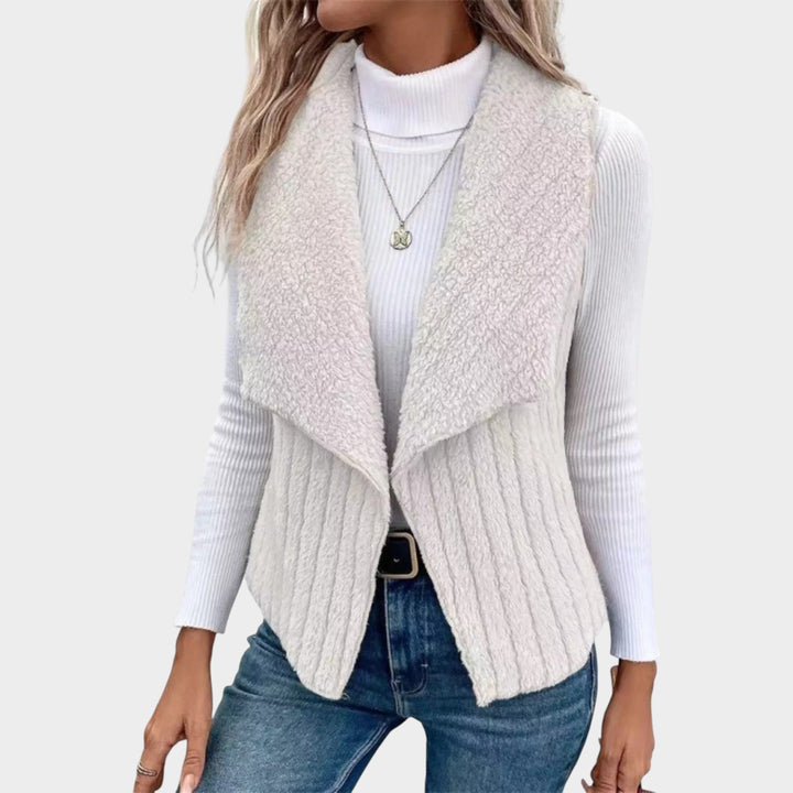 Textured Open-Front Layering Vest