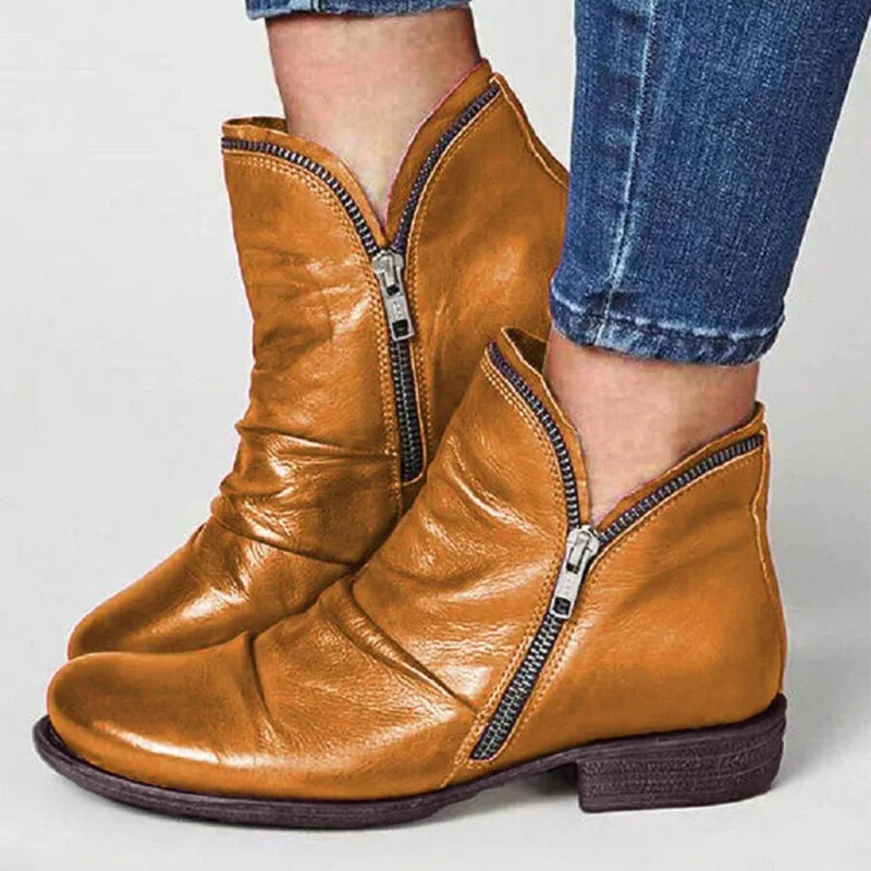 Ankle Boots with Zipper Accents