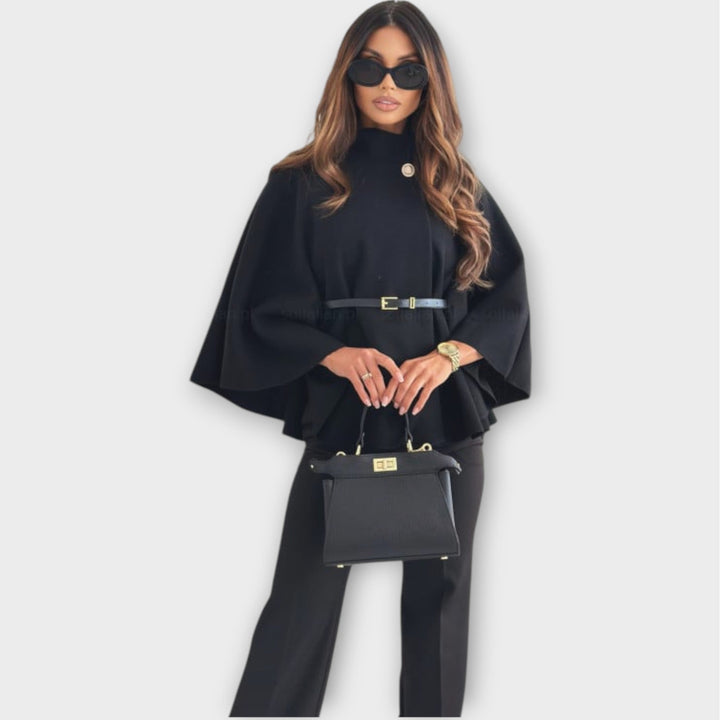 Elegant Belted Cape Jacket