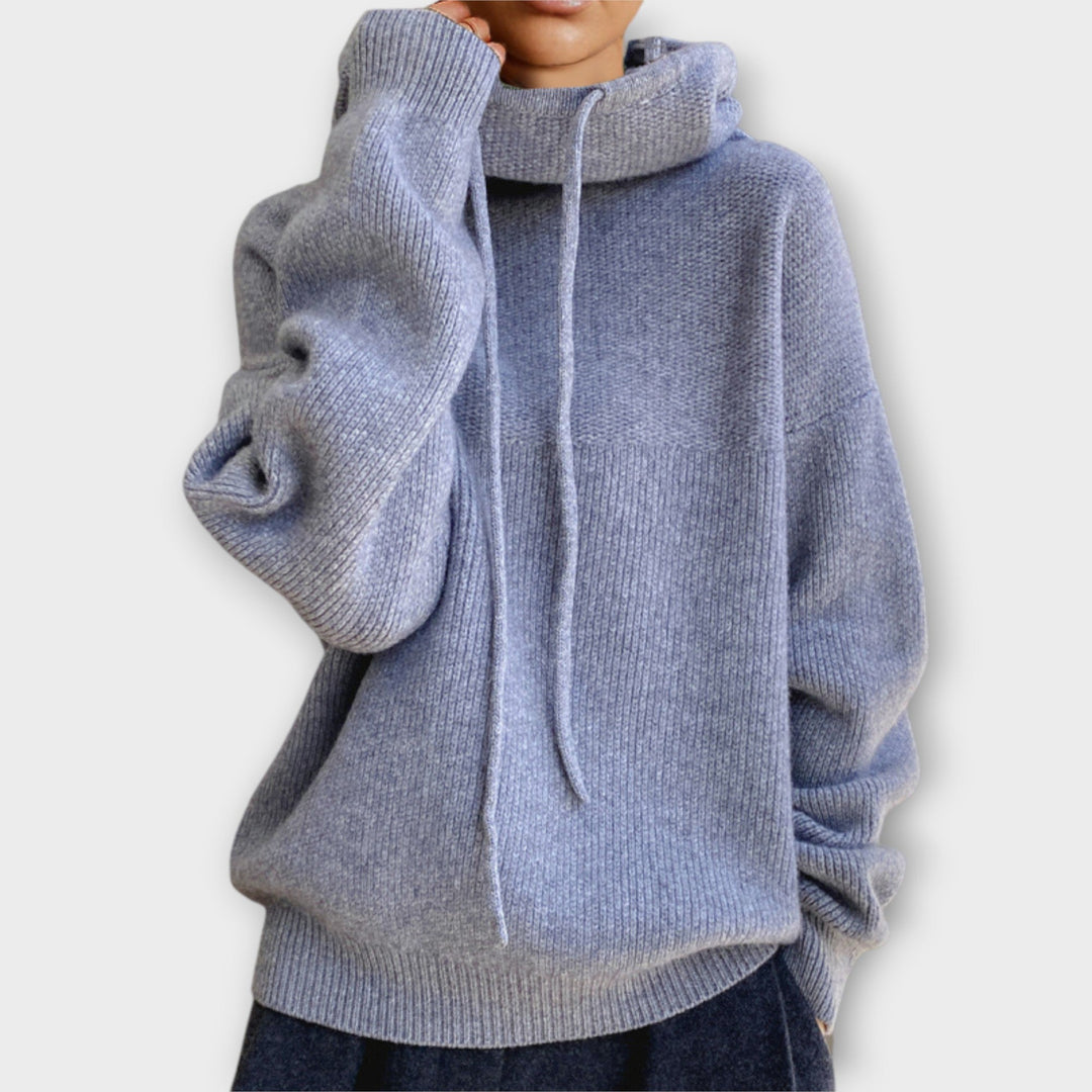 Comfortable Casual Turtleneck Sweater with Drawstring