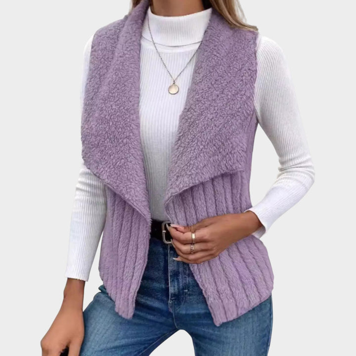 Textured Open-Front Layering Vest