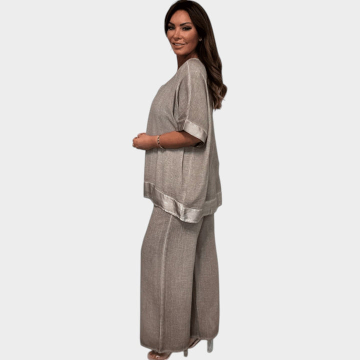 Relaxed V-Neck Two-Piece Set