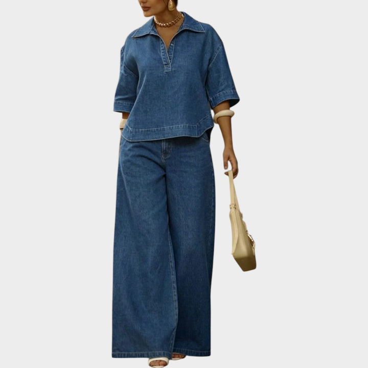 Denim-Inspired Two-Piece Set