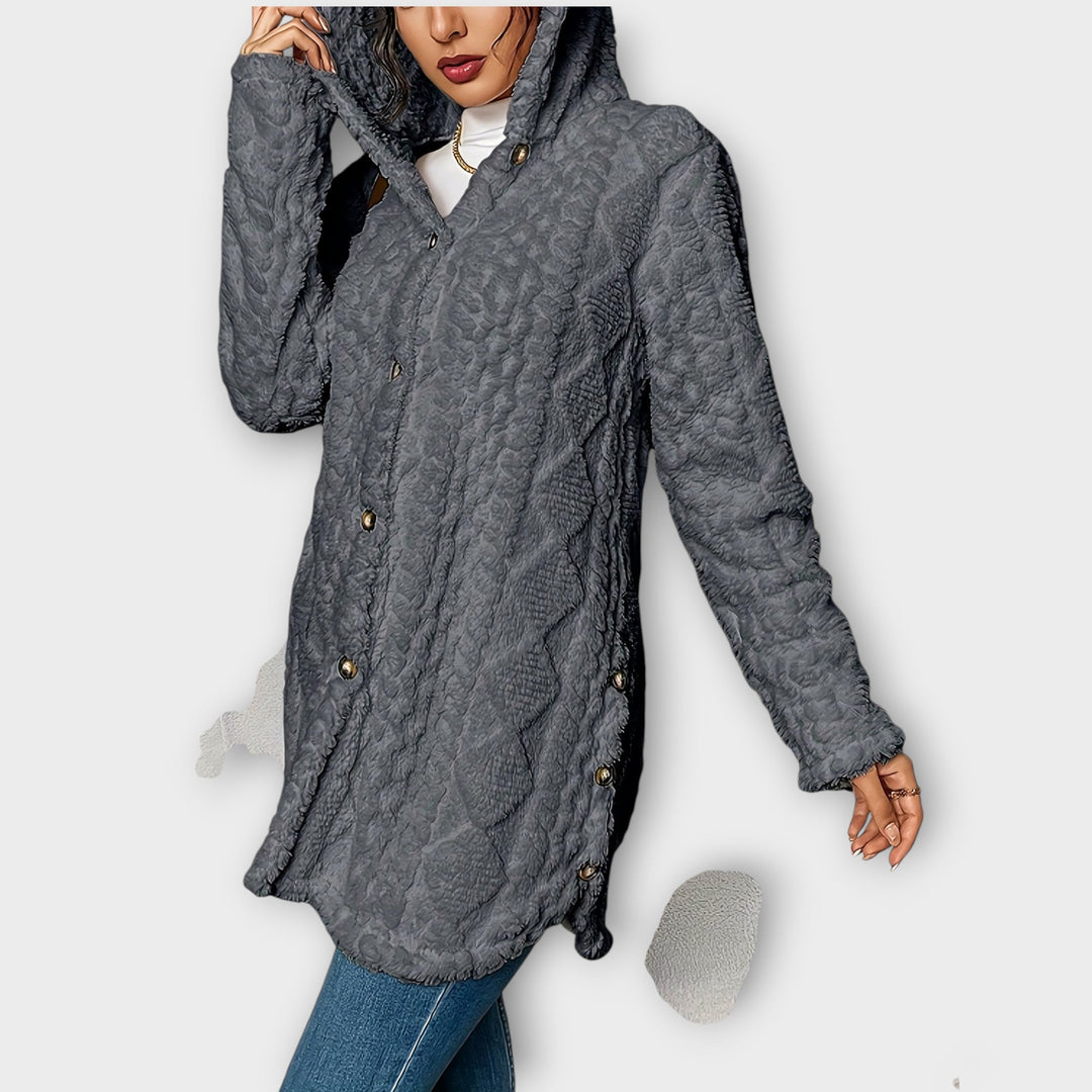 Warm and Textured Hooded Winter Coat